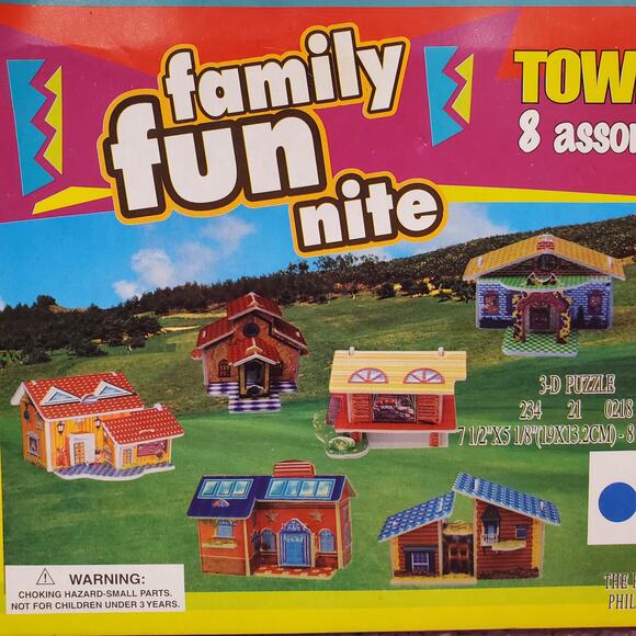 Family Fun Nite 3D Puzzles Town Model 8 Assorted Puzzles Vintage Toys - Picture 5 of 13